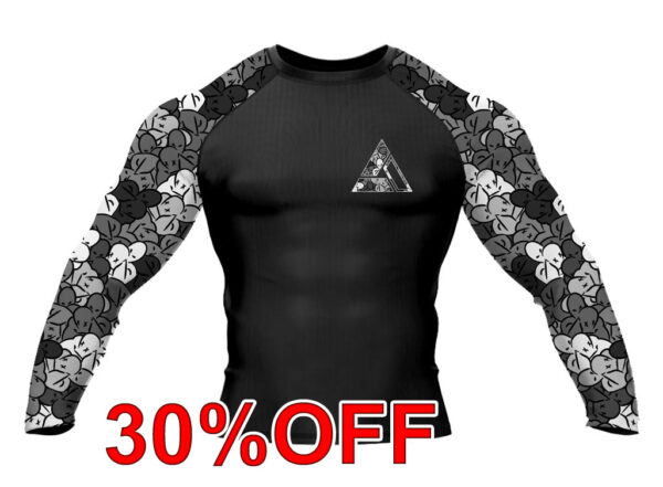 White & Gray RNC-Camo Jiu Jitsu Long Sleeve Rashguard